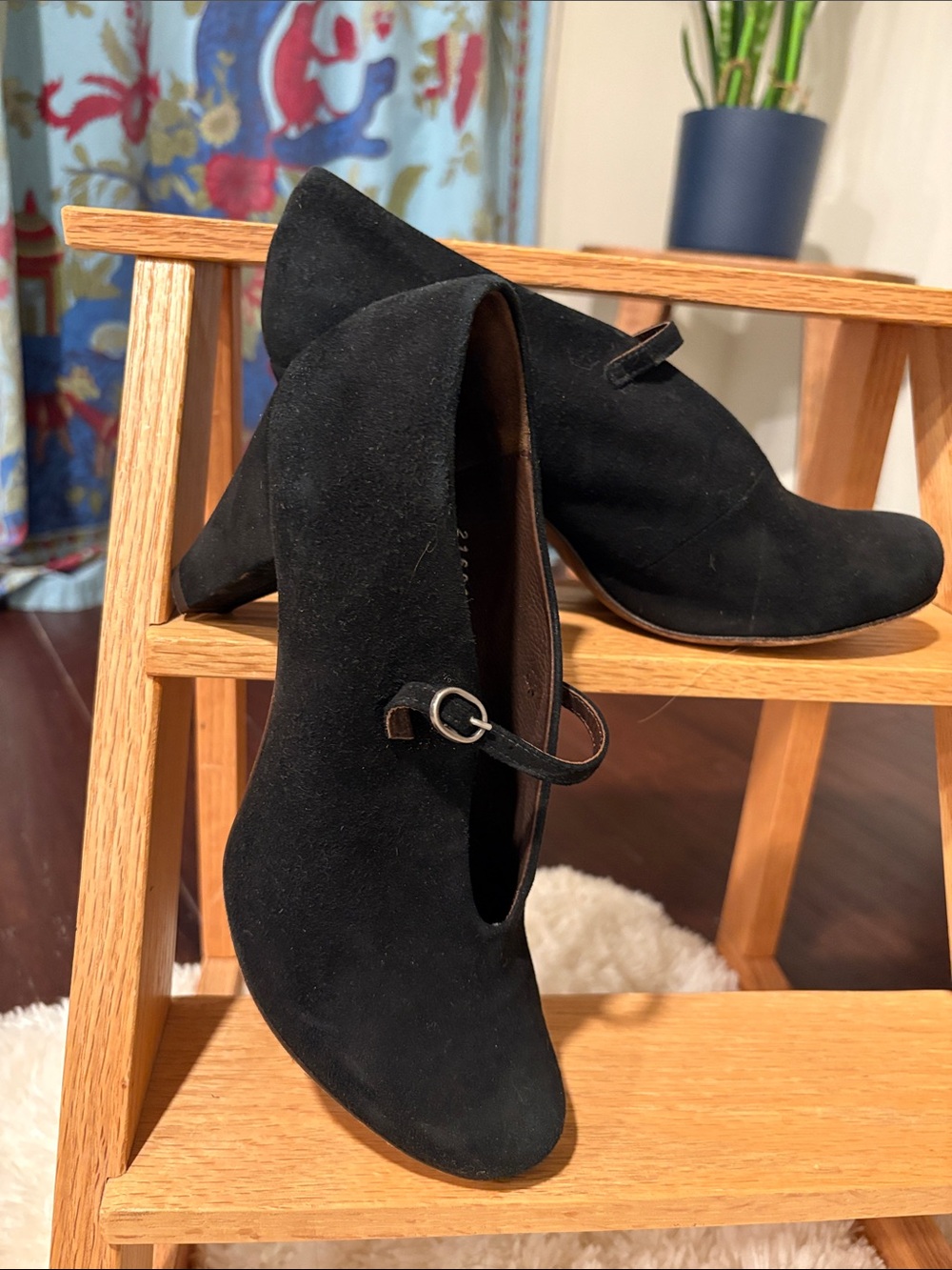 COCLICO Black Suede Mary Jane Heels
